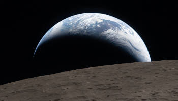 A view of an Earth set from the level of the Moon during the Artemis II mission. The image was taken by Christina Koch. Source of the original image: Wikipedia. Credit for the original image: NASA.