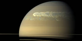 A portion of a view of Saturn unveiling a remarkable storm obtained from the Cassini orbiter / Original source Wikipedia / Credit for the original view: NASA/JPL-Caltech/SSI.